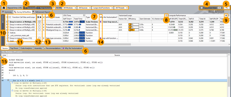 インテル® Advisor: サーベイレポート領域